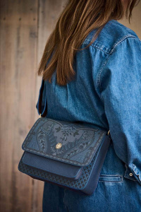 Geantă tip poștaș, Pip Studio, colecția Kyoto Festival, Denim Blue, 25x7x20cm