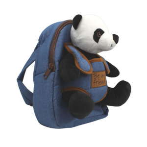 Ghiozdan grădiniță, Perletti, urs panda, pluș detașabil, 21cm - Img 1