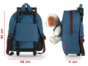 Ghiozdan troller, Perletti, model Cățeluș Duff, 32 cm, colecția Perletti Toys