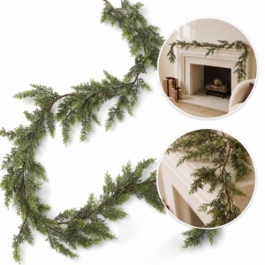 Ghirlandă decorativă, de Crăciun, crenguțe de conifer artificial cu aspect natural, verde, 270 cm, WSN33