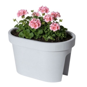 Ghiveci pentru balustradă, design oval, culoare gri urban, 26x39.5x24 cm