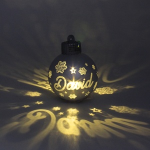 Glob de Crăciun, cu led, culoarea argintiu, nume „David"