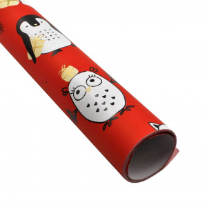 Hârtie ambalat Crăciun 200x70cm roșu vulpe pinguin