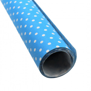 Hârtie pentru ambalat cadouri, colecția Graphic, culoare bleu cu bulinuțe albe, 200x70 cm