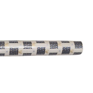 Hârtie pentru ambalat cadouri, culoarea crem, cadouri negre, 200x70 cm