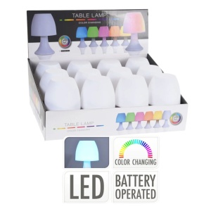 Lampă de masă LED cu schimbare de culoare, lumină ambientală RGB, funcționare pe baterii – design modern
