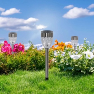 Lampă solară cu led, de exterior, Jumi, 2LED alb + 2LED RGB, din oțel inoxidabil