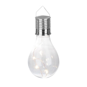 Lampă solară în formă de bec transparent, LED, pentru grădină, terasă și exterior