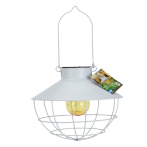 Lampă suspendată solară, cu led, metalică, culoare alb