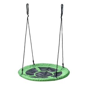 Leagăn tip cuib pentru copii, Koopman Ø100 cm, verde-negru, reglabil, suportă până la 100 kg, pentru exterior și grădină