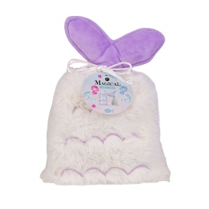 Set de baie pentru copii MAGICAL MERMAID în gentuță cosmetică de pluș, spumant de baie și bilă efervescentă cu parfum de vanilie