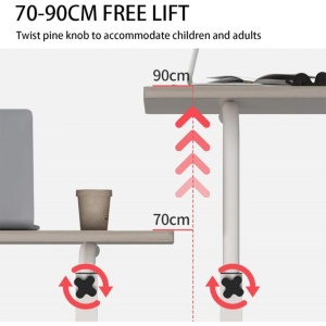 Masă mobilă, reglabilă, pe roți, pentru laptop, cadru metalic, culoarea alb, eCarla, STL03WZ2