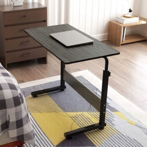 Masă mobilă, reglabilă, pe roți, pentru laptop, cadru metalic, culoarea negru, 80x40 cm, eCarla, STL03WZ3