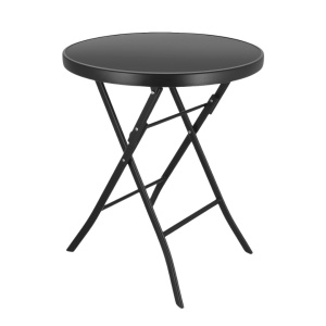 Masă pliabilă, Jumi, neagră, rotundă 60 cm, pentru grădină sau terasă