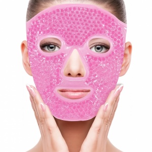 Mască facială cu gel dublu, răcoritoare și încălzitoare, pentru relaxare și îngrijirea pielii, roz, eCarla, AK22R
