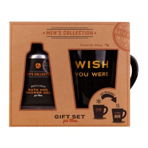 Set cadou de baie pentru bărbați, MEN'S COLLECTION, gel de duș și cană termosensibilă