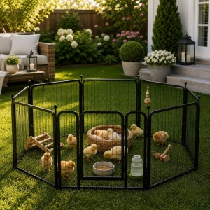 Țarc metalic pentru câini și animale mici, cu poartă și 8 panouri, 80x80 cm, pliabil, modular, portabil, pentru interior și exterior, negru