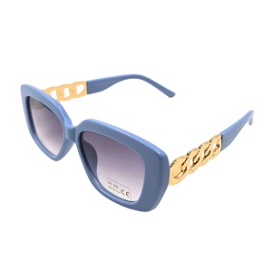 Ochelari de soare, damă, Tiara, albastru pastel lucios, formă geometrică, lentile fumurii, protecție UV 400