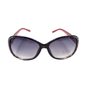 Ochelari de soare damă, Tiara, ramă leopard cu cristale, formă fluture, lentile fumurii degrade, protecție UV 400