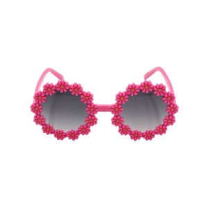 Ochelari de soare pentru copii, model floricele roz cu rame rotunde