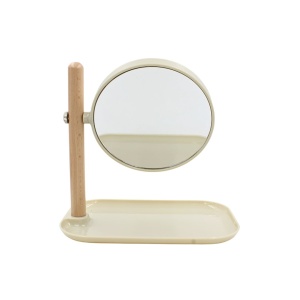 Oglindă machiaj, Bathroom Solution, 15.5 x 22 cm, culoarea bej