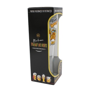 Pahar bere, 500 ml, mesaj funny “Don’t worry, beer happy!"