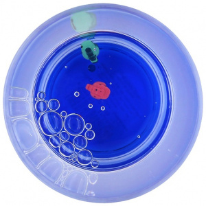 Pahar cu figurine plutitoare, albastru, model cu căluți de mare, 250ml