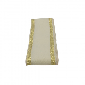 Panglică textilă CREM AURIU dungulițe 38mm x 2m