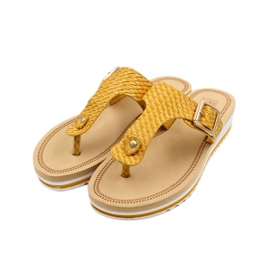 Papuci de Damă Perletti – Wedge Flip-Flop 4cm, cu platformă și textură împletită