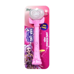 Pink heart-shaped magic wand – interactive toy with LED lights and sounds, Genie Pets, Whimsy Workshop