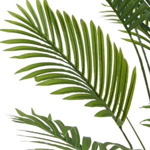 Plantă artificială Areca 90 cm, cu frunze verzi lungi și detalii realiste, pentru interior, ghiveci negru inclus