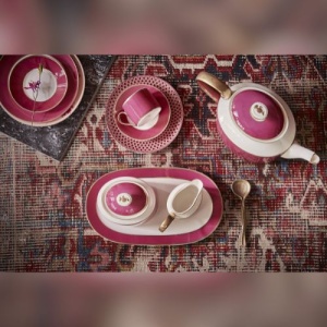 Platou din porțelan, Pip Studio, Gold-Pink, 28x16x2cm, colecția Pip Chique