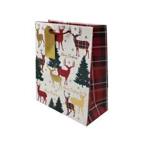 Pungă cadou Crăciun SDE L STAG TARTAN - Img 1