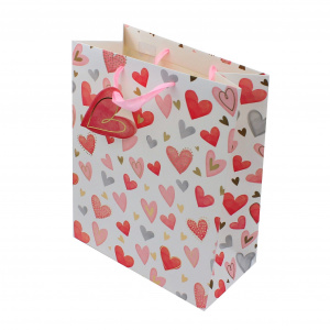 Punga cadou hartie L Scattered Hearts - Img 1
