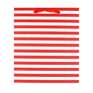 Pungă pentru cadou, SDE medie UNITA Stripes, culoare roșu cu alb