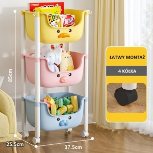 Raft 3 niveluri, din plastic cu roți, pentru copii, Ecarla, 85x37.5x25.5 cm, PO18KOL