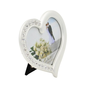 Ramă Foto AZAY Tip Inimă cu Cristale, 10x8 cm, Decor Romantic, Cadou Cuplu, Nuntă, Aniversare, Cutie Cadou Inclusă