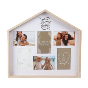 Ramă foto colaj Home Sweet Home în formă de căsuță, pentru 6 poze