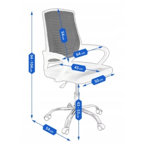 Scaun de birou ergonomic, ajustabil, TOLEDO, Jumi, negru cu spătar gri