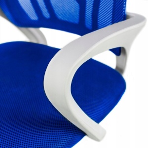 Scaun de birou ergonomic Jumi, mesh respirabil, bază albă, albastru, reglabil