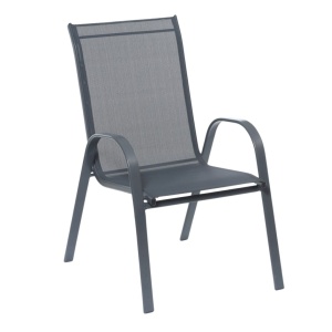 Scaun de grădină Jumi, modern, cu cadru metalic, model FIESTA, culoare gri