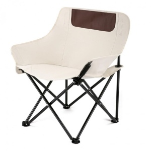 Scaun pliabil, cu buzunar lateral, cadru metalic și husă de transport, culoarea bej, 65 x 59 x 41 cm, eCarla, KRT11K