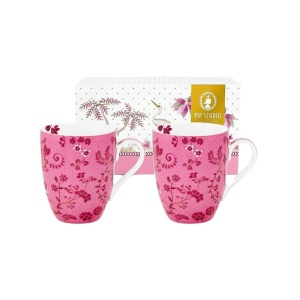 Set 2 căni, din porțelan, Pip Studio, Flowers Pink, 145 ml, colecția Jolie