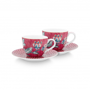 Set 2 cești cu farfurioare, Pip Studio, colecția Flower Festival, 120ml