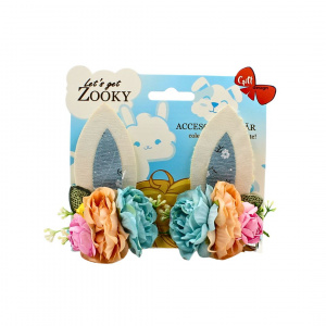 Set 2 clame Zooky urechiușe alb-albastru