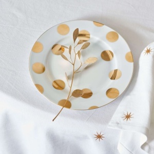 Set 2 farfurii din porțelan, Pip Studio, Breakfast, Dot Delight White, 23 cm, colecția Dot Delight