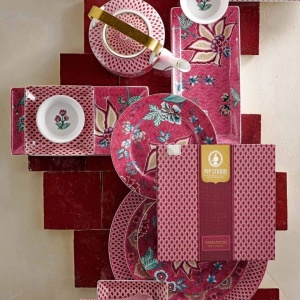 Set 4 farfurii din porțelan, Breakfast, Pip Studio, Dark Pink, 21 cm, colecția Flower Festival