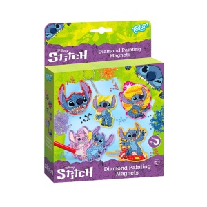 Set 5 magneți Stitch, de decorat cu pietricele strălucitoare, Totum, 5+ ani