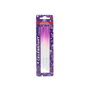Set 6 lumânări pentru tort, Celebright, mov degrade, bază albă, 15 cm