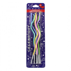 Set 6 lumânări pentru tort, curbate, multicolore, Celebright, 15.5cm